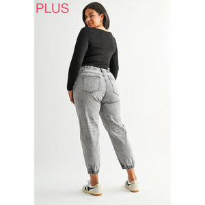 Mica High Rise Jogger Jeans – Washed Gray Denim Joggers