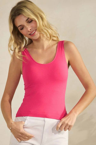 Yelete - Women's Reversible Seamless Tank with Built-In Bra (Short)