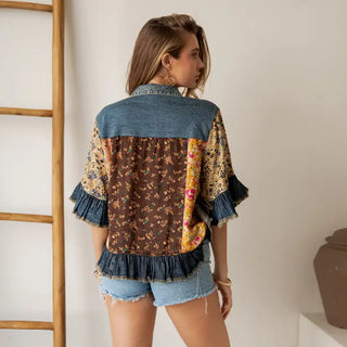Young Threads - Distressed Denim Crop Jacket Latte