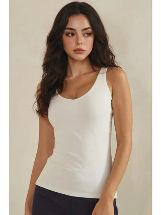 Yelete - Women's Precision Fit Tank with Built-In Bra White