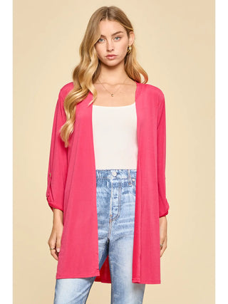 Dear Scarlett Lightweight Open-Front Cardigan- Fuchsia