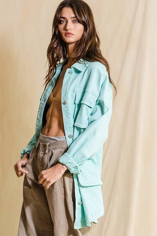 BUCKETLIST - Oversized Cargo Shacket - Mint