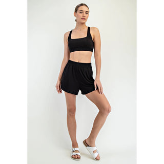 Rae Mode Viscose Modal Tulip Shorts | Ultra-Soft Boutique Lounge Shorts - Black