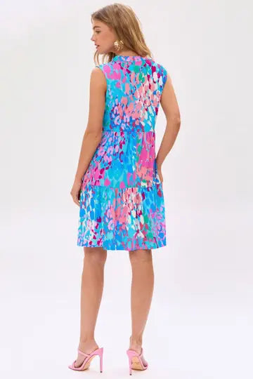 Dear Scarlett Dress Blue and Pink LIZ3TDRESS- C0002
