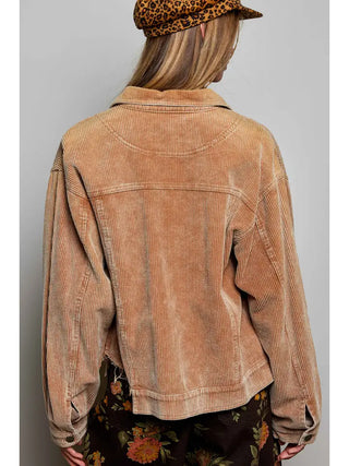 Pol - Pocket Front Button Down Corduroy Trucker Jacket Sale