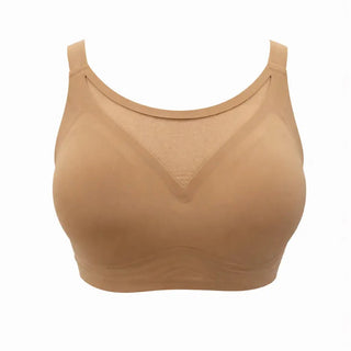 Jady K Lori Bralette – Mesh Inset Wireless Bra - Nude