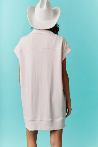 Fantastic Fawn French Terry Relaxed Sweatshirt Dress with Zipper Front and Side Pockets