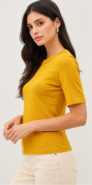 Be Cool - Ultra Soft Short Sleeve Top - Dijon
