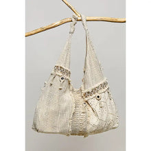 Load image into Gallery viewer, POL - Mirror Dangle Tassel Lace Patched Hobo Bag - Natural
