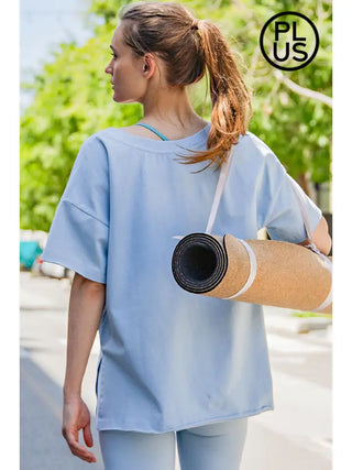 Rae Mode- Dusty Blue V-Neck Reversible Short Sleeve Top