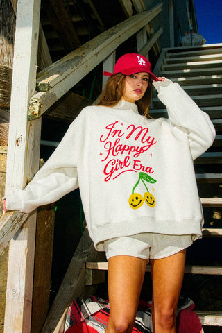 BUCKETLIST INC - IT2594-HAPPYGIRL | 'In My Lucky Girl Era' Print Sweatshirt