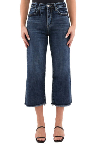 RFM - Chloe High Rise Wide Leg Cropped Frayed Jeans