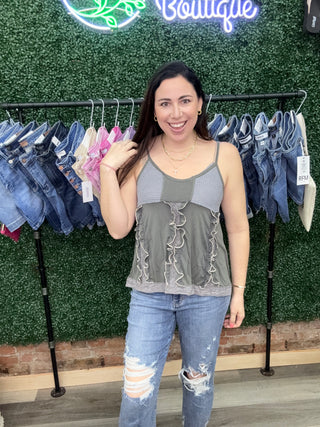 POL Ruffle Tank Adjustable Strap