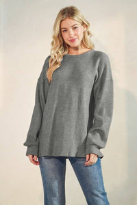 HEIMISH - PUFF SLEEVE SOLID SWEATER TOP