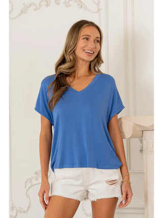 Sew in Love - Relaxed Fit Short Sleeve V Neck Top