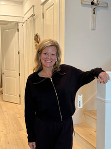 Charlotte Avery Collared Scuba Zip Front Jacket