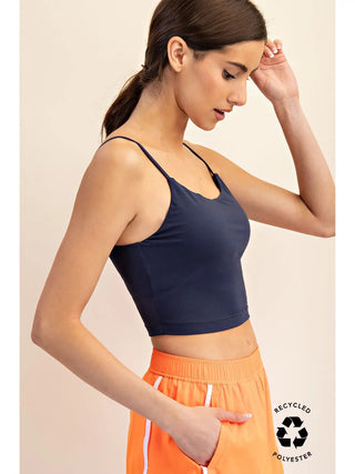 Rae Mode Butter Basic Cropped Camisole (Brami) | Recycled Performance Fabric - Navy