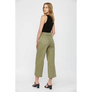 Mica Super High Rise Wide Crop Jeans – Olive | Trendy Boutique Denim