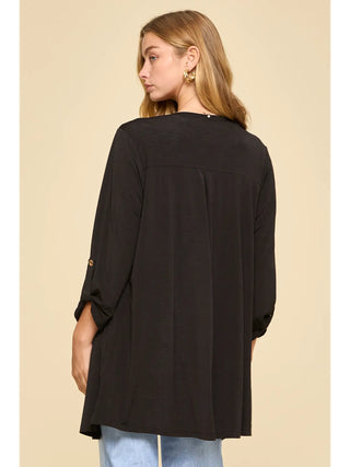 Dear Scarlett Lightweight Open-Front Cardigan- Black