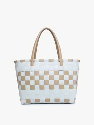 Jen & Co. - M2334 Abigail Basketweave Tote w/Vegan Leather Straps