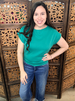 Charlotte Avery - Cuff Sleeve Top - Emerald