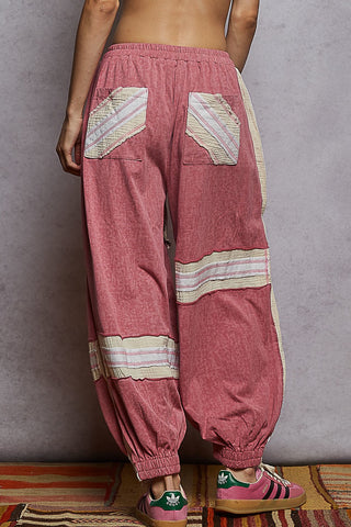 POL Vintage Patchwork Jogger Pants – Balloon Fit- Cloud Pink
