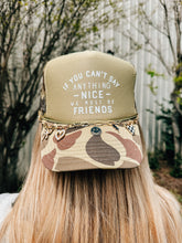Load image into Gallery viewer, We Must Be Friends Two Tone Camo Trucker Hat
