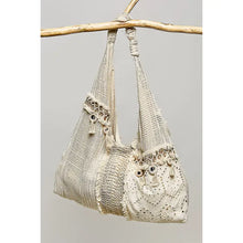 Load image into Gallery viewer, POL - Mirror Dangle Tassel Lace Patched Hobo Bag - Natural
