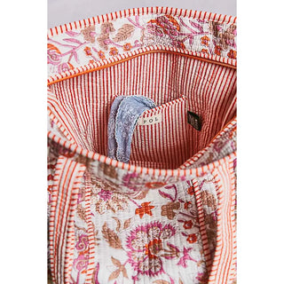 POL - Quilted Striped Binding Roomy Fit Ivory Tote Bag