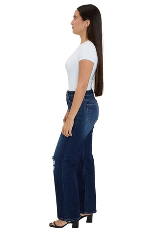 RFM Hailey 1 Button High Rise Wide Leg Jeans - Light Blue