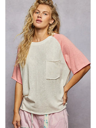 POL Cream Raglan Short Sleeve Pocket Tee
