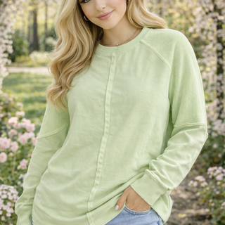 Jady K Waffle Sleeve Raglan Top