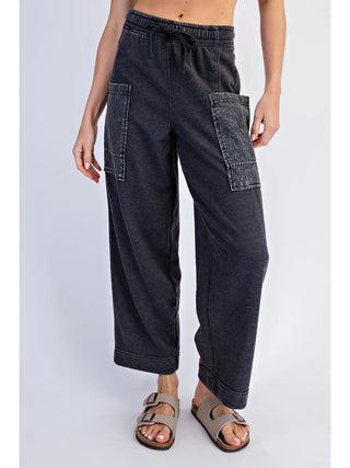 Rae Mode - Mineral Washed Cropped Cargo Pants - Black