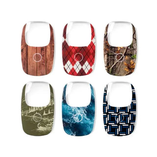 Six Optimum Optical Hobbyist Opticard LED Pocket Magnifiers in various patterns including wood, argyle, and nature designs.