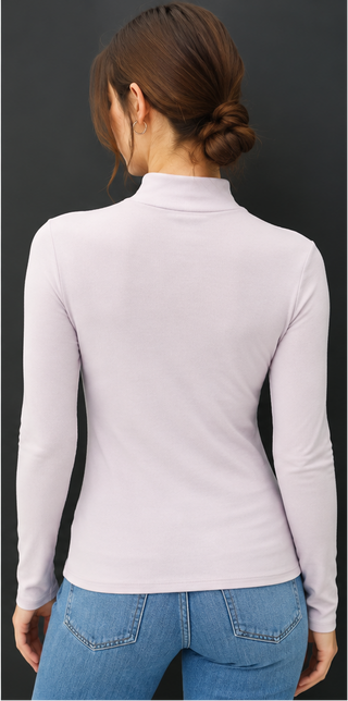 Be Cool - Mock Neck Warmer Top - Pale Rose