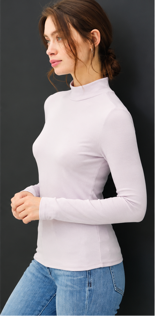 Be Cool - Mock Neck Warmer Top - Pale Rose
