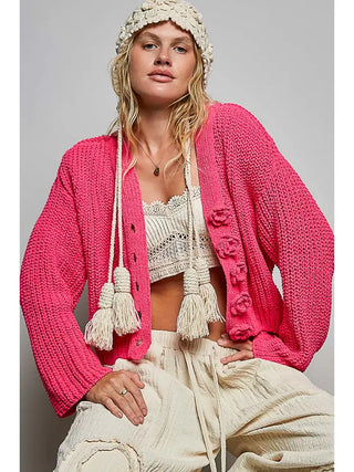 Pol Clothing - Long Sleeve Exaggerated Sweater Cardigan