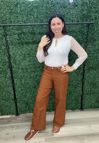 Wishlist Sheer Sleeve Bodysuit - Cream