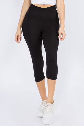 Yelete High Rise Casual Capri Leggings | Boutique Everyday Comfort - Black