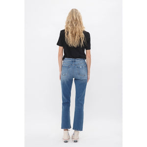 MICA DENIM HIGH RISE ANKLE STRAIGHT W/ SLIT DETAIL