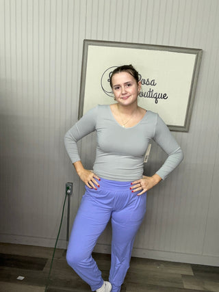 Rae Mode Butter Soft Joggers With Pockets – High-Waist Lounge Fit - Blue Hyacinth