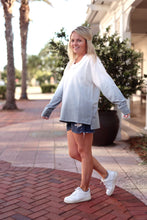 Load image into Gallery viewer, Jadelynn Brooke - Oversized Terry V-Neck Pullover- Autumn Sky (Slate/Cream)
