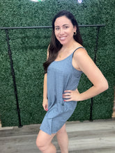 Load image into Gallery viewer, Cozy Co Dual layered sleeveless mini dress with patch pockets

