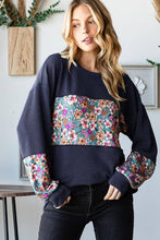 Load image into Gallery viewer, HEIMISH - LONG PUFF SLEEVE SOLID URBAN RIBBED AND FLORAL TOP
