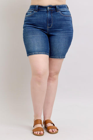 Judy Blue High Waist Bermuda Shorts- Dark Wash