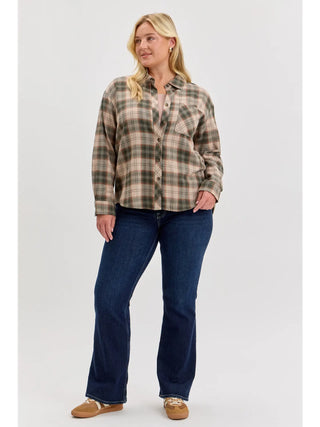 Be Cool  - Plaid Flannel Shirt - Hunter