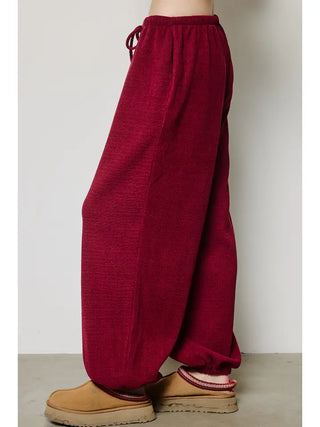 Charlotte Avery Soft Ribbed Knit Pants, Burgundy