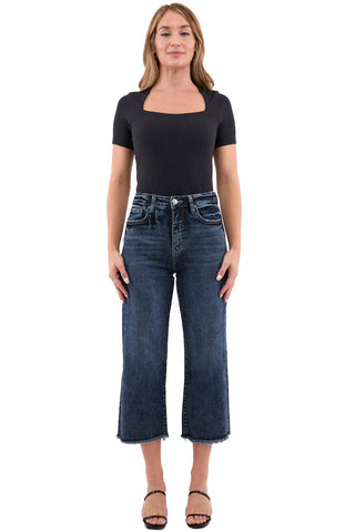 RFM - Chloe High Rise Wide Leg Cropped Frayed Jeans