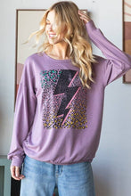 Load image into Gallery viewer, HEIMISH - LONG PUFF SLEEVE SOLID LIGHTNING PRINT TOP
