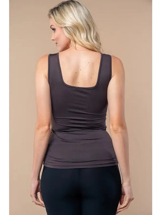 White Birch Square Neck Tank - Brown
